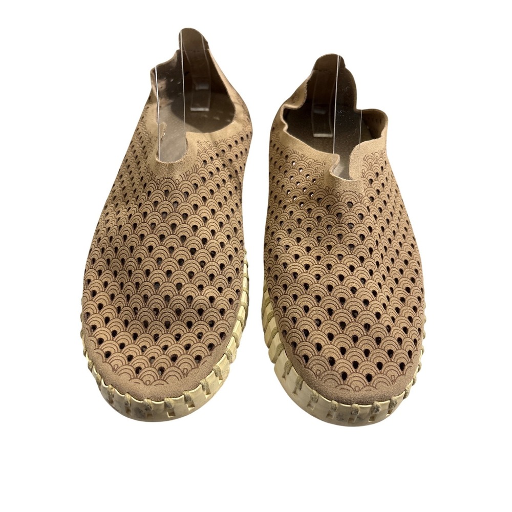 Ilse Jacobsen Tulip 139 Tan Scalloped Laser Cut Slip On Loafers Womens 38